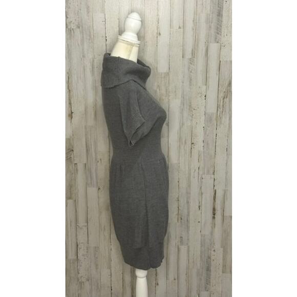 Ann Taylor LOFT Petites Gray Sweater Dress Medium Short Sleeve Cowl Neck - Picture 3 of 7